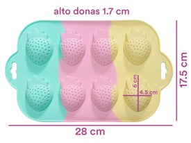 Molde silicona tricolor 8 FRUTILLAS 